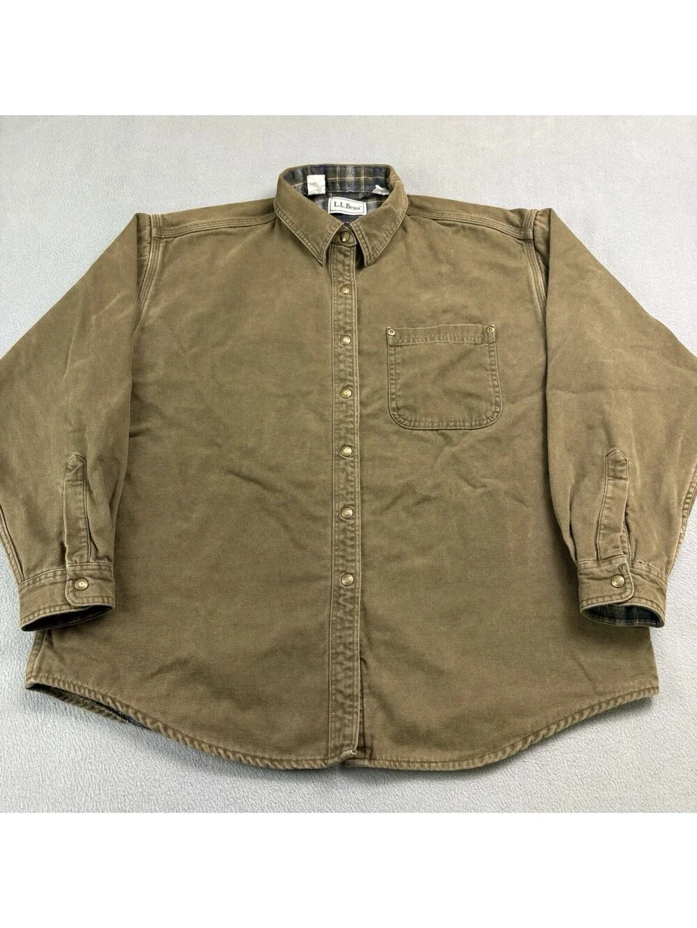 Vintage LL Bean Flannel Lined Hurricane Shirt Jacket Women’s Size XL Shacket